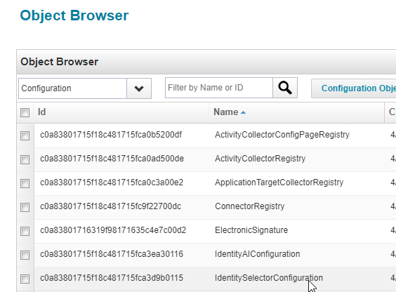 identity selector configuration